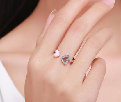 .925 Sterling Silver Heart to Heart CZ Ring