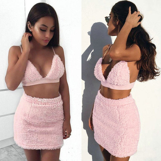 Sexy sling wrapped chest top two-piece dress