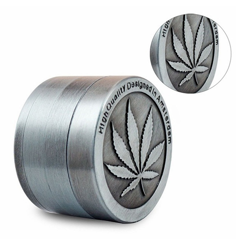 40mm Leaf 3 4 Layers Zinc Alloy Tobacco Crusher Hand Muller Smoke Herb Grinder