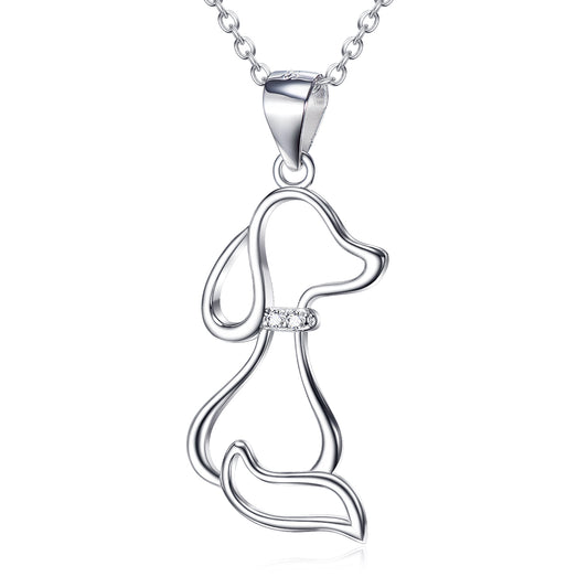 .925 Sterling Silver Jewelry Dog Necklace