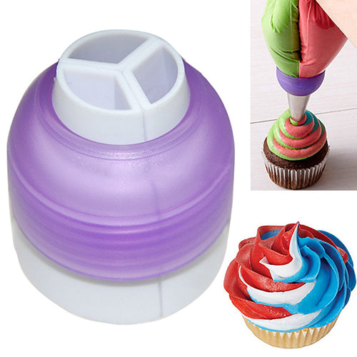 1Pc Icing Piping Bag Nozzle Converter Tri-Color Cream Coupler