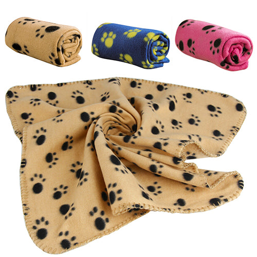 Winter Warm Pet Paw Print Cat / Dog Puppy Soft Fleece Blanket Bed Cushion Mat Cover