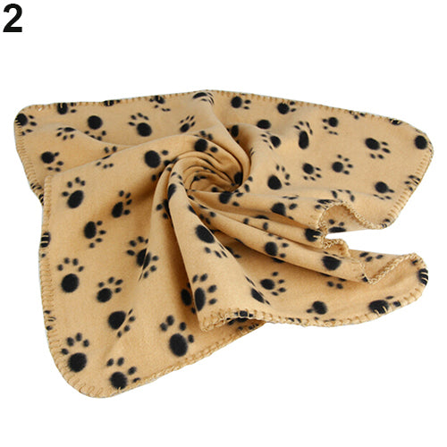 Winter Warm Pet Paw Print Cat / Dog Puppy Soft Fleece Blanket Bed Cushion Mat Cover