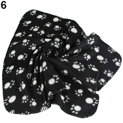 Winter Warm Pet Paw Print Cat / Dog Puppy Soft Fleece Blanket Bed Cushion Mat Cover