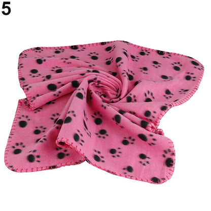 Winter Warm Pet Paw Print Cat / Dog Puppy Soft Fleece Blanket Bed Cushion Mat Cover