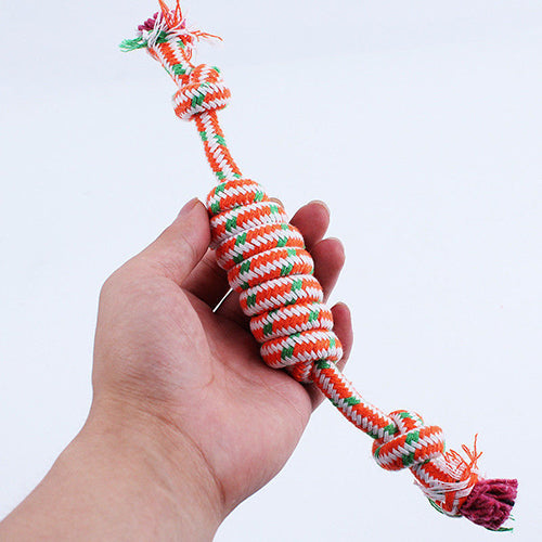 1Pc Handmade Bow Puppy Dog Pet Toy Cotton Braided Bone Chew Knot Rope