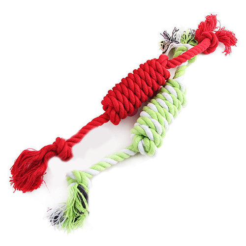 1Pc Handmade Bow Puppy Dog Pet Toy Cotton Braided Bone Chew Knot Rope