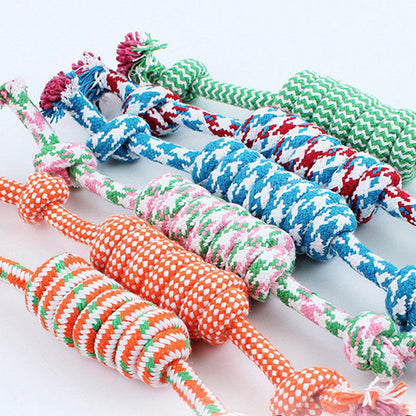 1Pc Handmade Bow Puppy Dog Pet Toy Cotton Braided Bone Chew Knot Rope