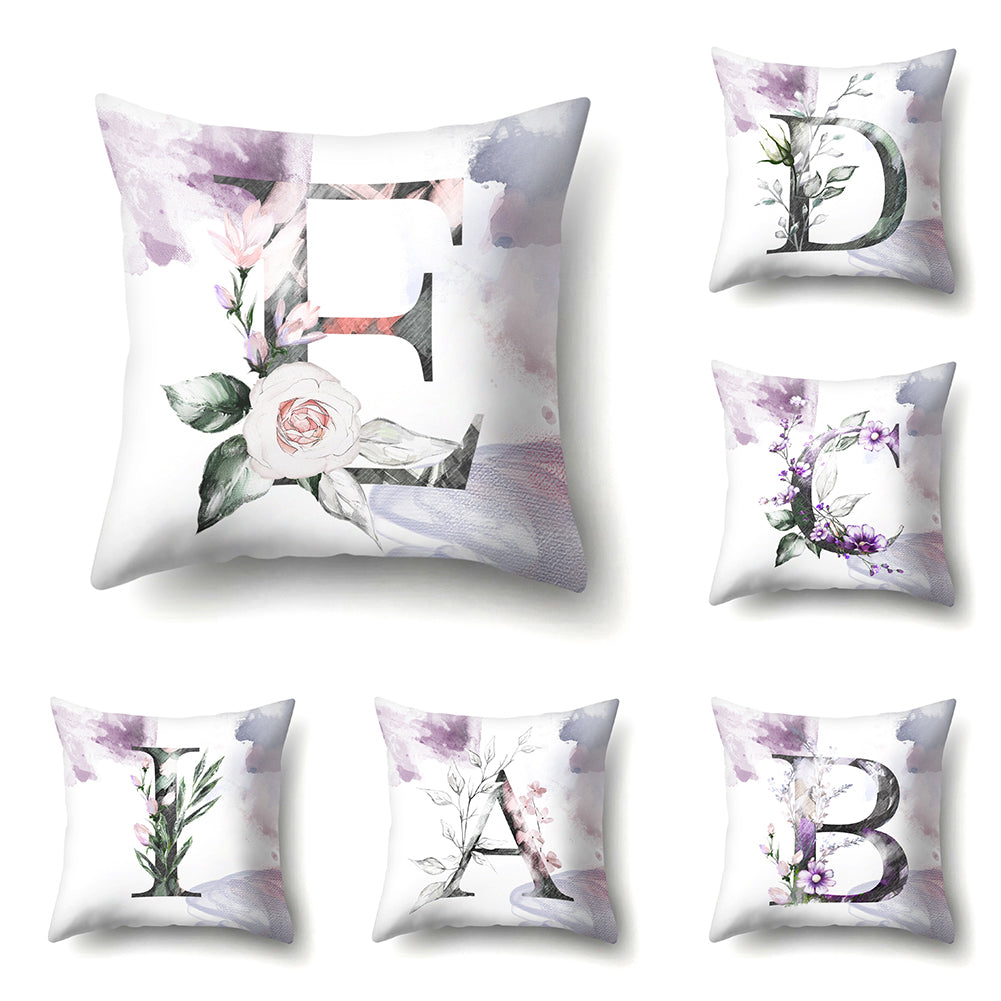 Watercolor Painting A-Z Letters Throw Pillow Case Sofa Bed Decor Cushion Cover