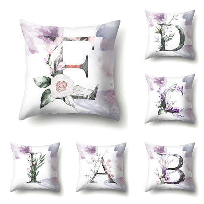 Watercolor Painting A-Z Letters Throw Pillow Case Sofa Bed Decor Cushion Cover