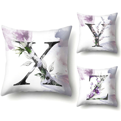 Watercolor Painting A-Z Letters Throw Pillow Case Sofa Bed Decor Cushion Cover