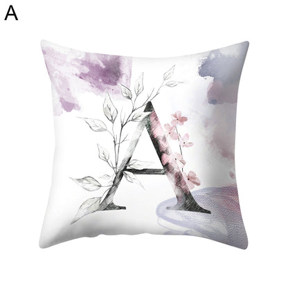 Watercolor Painting A-Z Letters Throw Pillow Case Sofa Bed Decor Cushion Cover