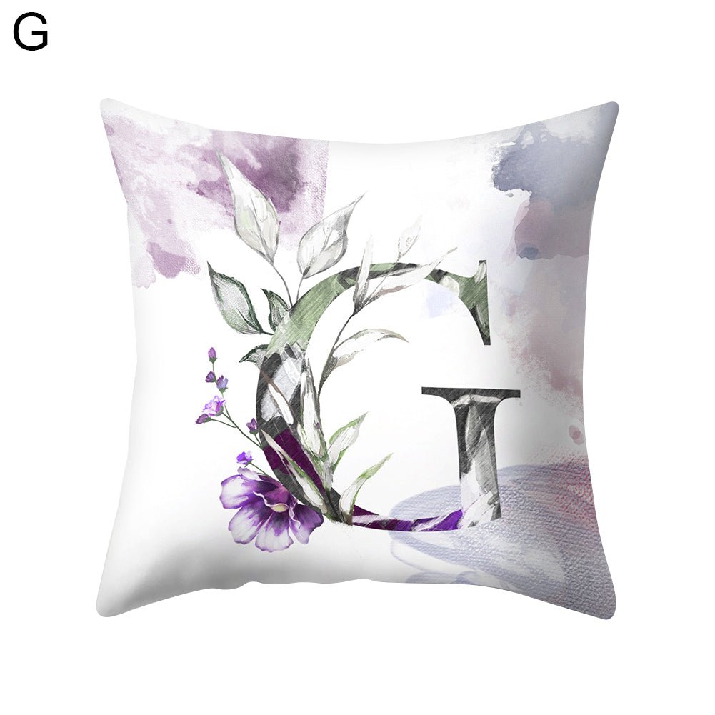 Watercolor Painting A-Z Letters Throw Pillow Case Sofa Bed Decor Cushion Cover