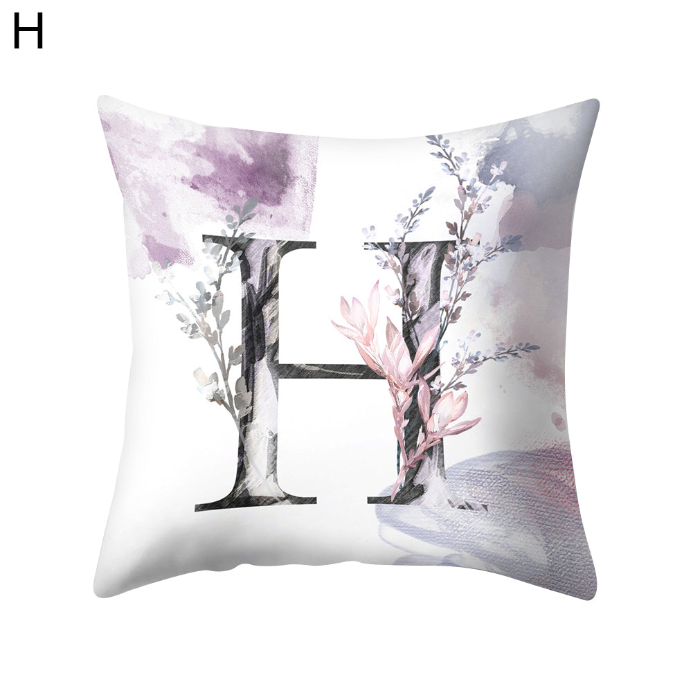 Watercolor Painting A-Z Letters Throw Pillow Case Sofa Bed Decor Cushion Cover