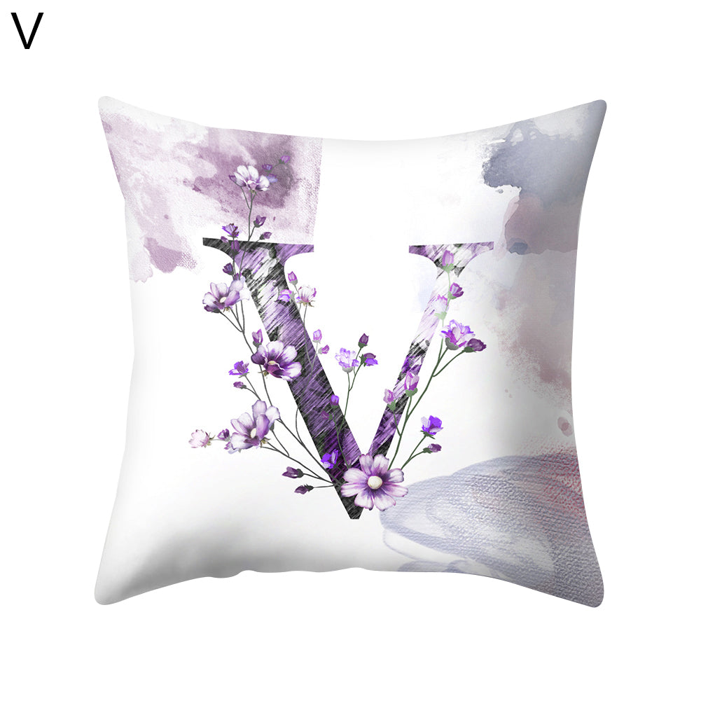 Watercolor Painting A-Z Letters Throw Pillow Case Sofa Bed Decor Cushion Cover