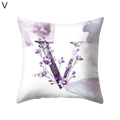 Watercolor Painting A-Z Letters Throw Pillow Case Sofa Bed Decor Cushion Cover