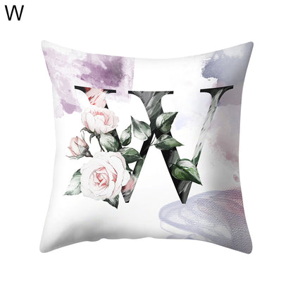 Watercolor Painting A-Z Letters Throw Pillow Case Sofa Bed Decor Cushion Cover