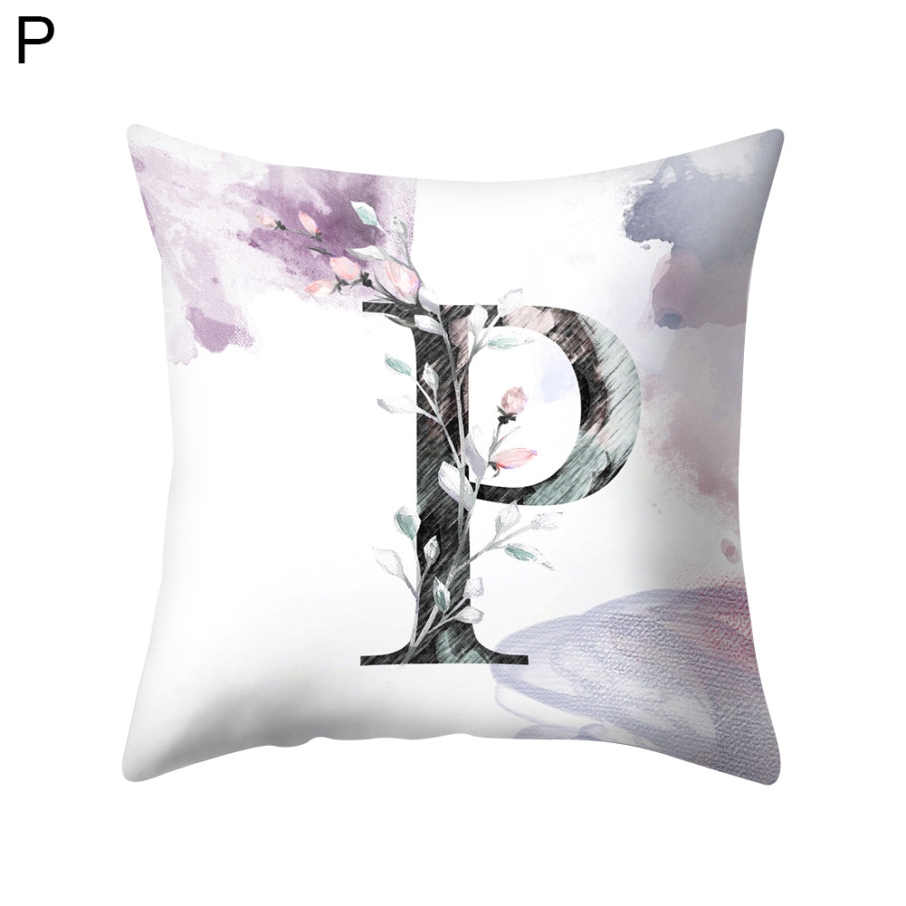 Watercolor Painting A-Z Letters Throw Pillow Case Sofa Bed Decor Cushion Cover