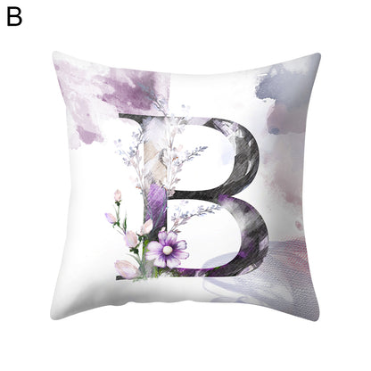 Watercolor Painting A-Z Letters Throw Pillow Case Sofa Bed Decor Cushion Cover