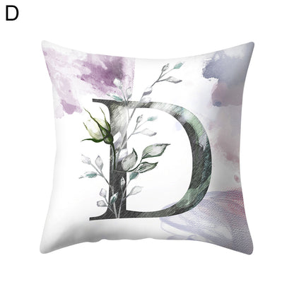 Watercolor Painting A-Z Letters Throw Pillow Case Sofa Bed Decor Cushion Cover