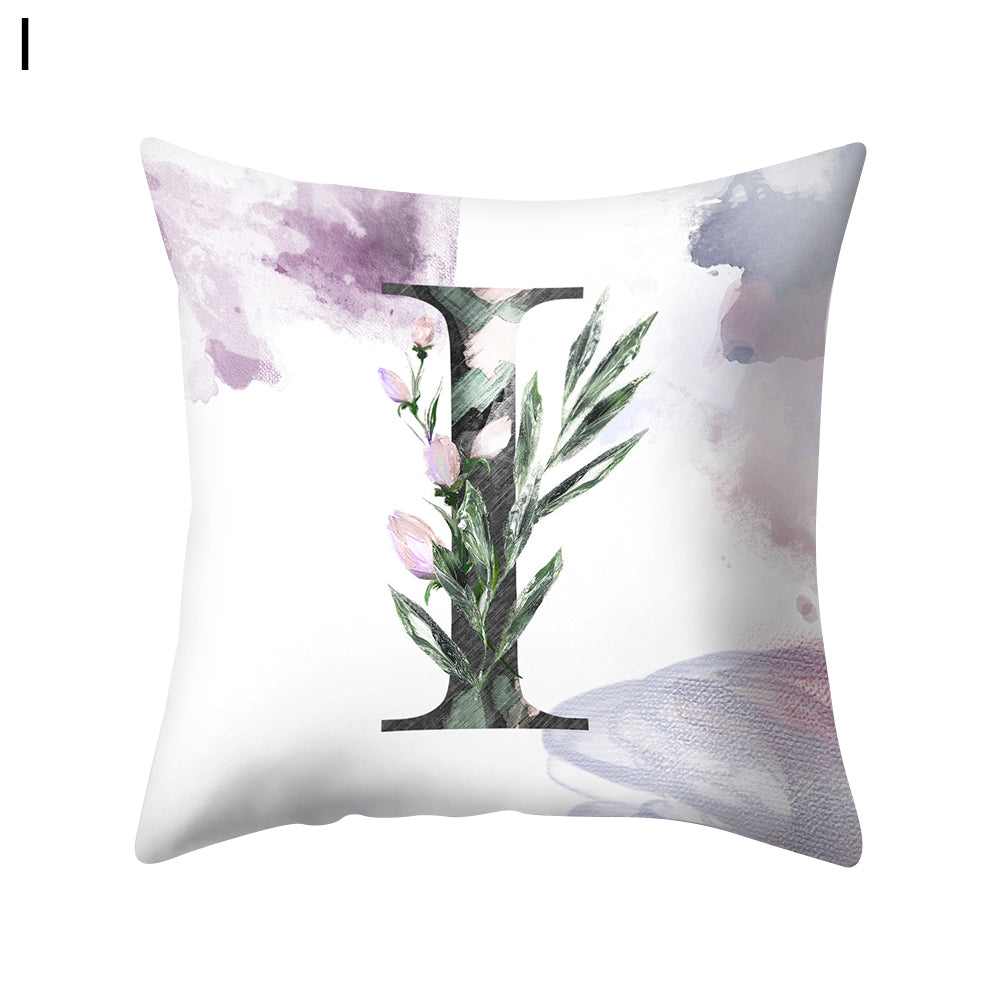 Watercolor Painting A-Z Letters Throw Pillow Case Sofa Bed Decor Cushion Cover