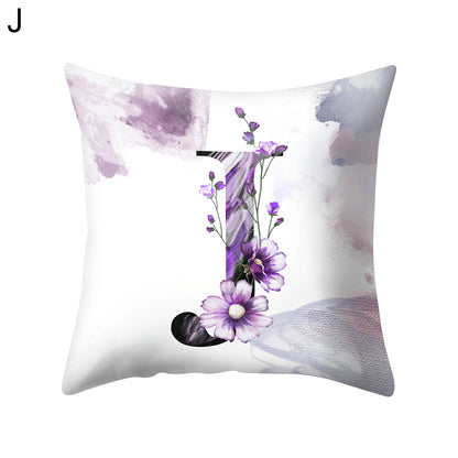 Watercolor Painting A-Z Letters Throw Pillow Case Sofa Bed Decor Cushion Cover