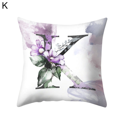 Watercolor Painting A-Z Letters Throw Pillow Case Sofa Bed Decor Cushion Cover