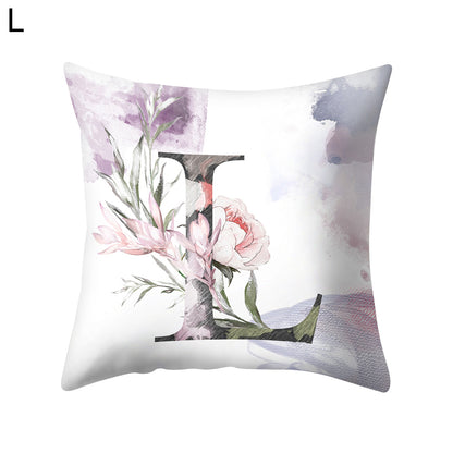 Watercolor Painting A-Z Letters Throw Pillow Case Sofa Bed Decor Cushion Cover