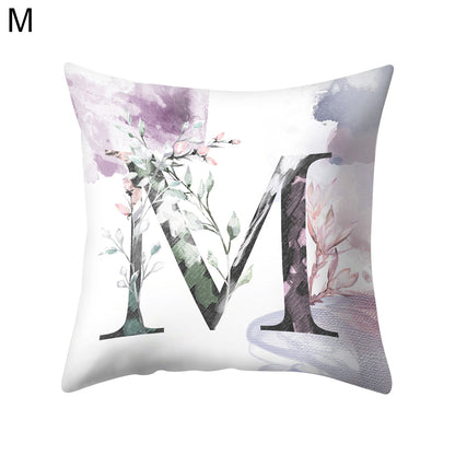 Watercolor Painting A-Z Letters Throw Pillow Case Sofa Bed Decor Cushion Cover