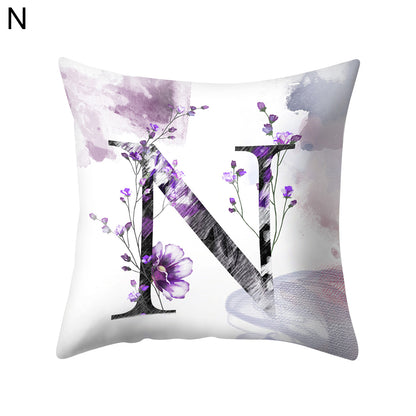 Watercolor Painting A-Z Letters Throw Pillow Case Sofa Bed Decor Cushion Cover