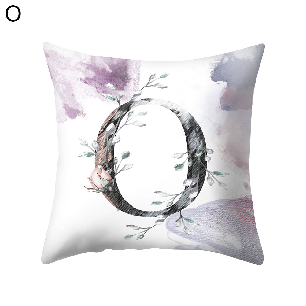 Watercolor Painting A-Z Letters Throw Pillow Case Sofa Bed Decor Cushion Cover