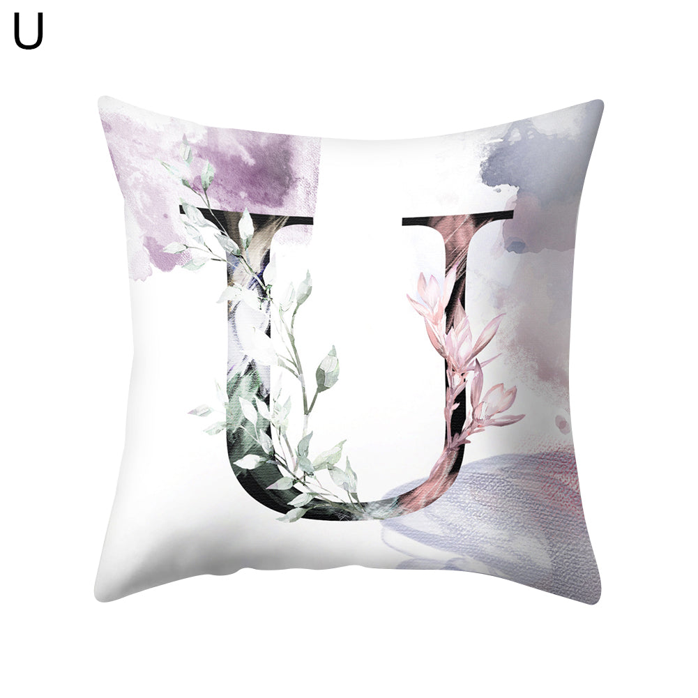 Watercolor Painting A-Z Letters Throw Pillow Case Sofa Bed Decor Cushion Cover