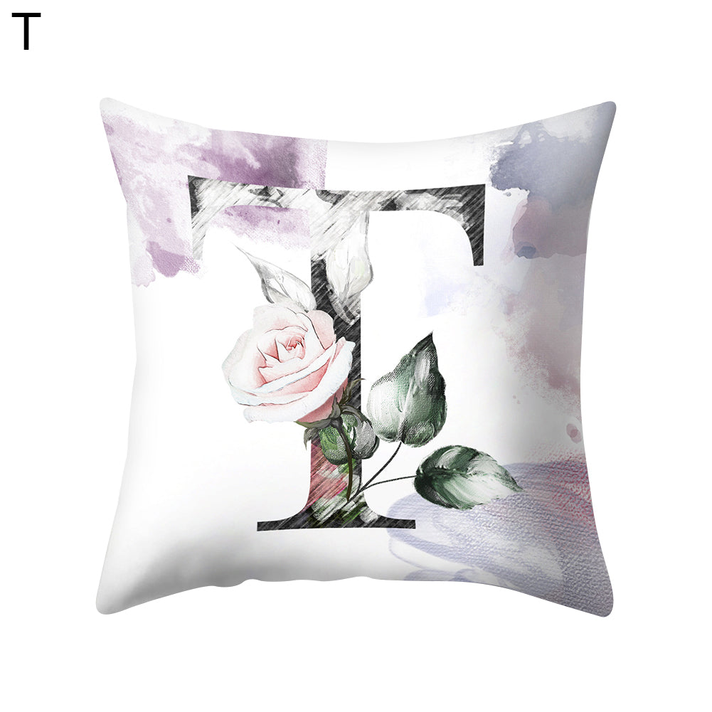 Watercolor Painting A-Z Letters Throw Pillow Case Sofa Bed Decor Cushion Cover