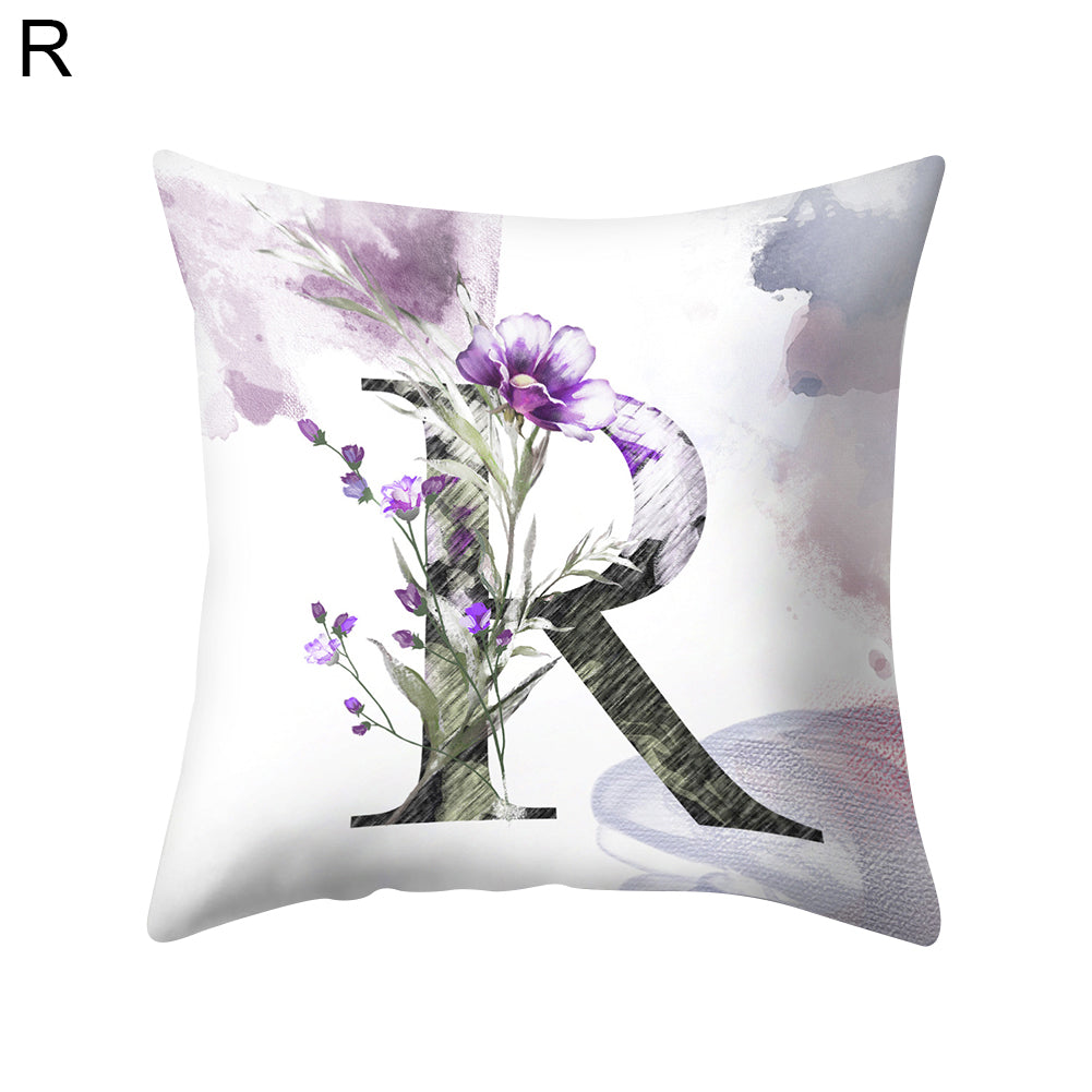 Watercolor Painting A-Z Letters Throw Pillow Case Sofa Bed Decor Cushion Cover