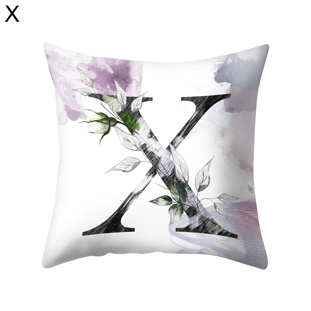 Watercolor Painting A-Z Letters Throw Pillow Case Sofa Bed Decor Cushion Cover