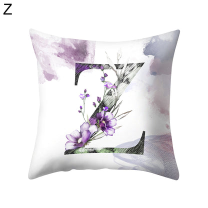 Watercolor Painting A-Z Letters Throw Pillow Case Sofa Bed Decor Cushion Cover