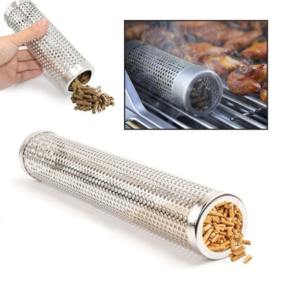 BBQ Stainless Steel Perforated Mesh Smoke Gadget Barbecue Round/Square Tube Tool