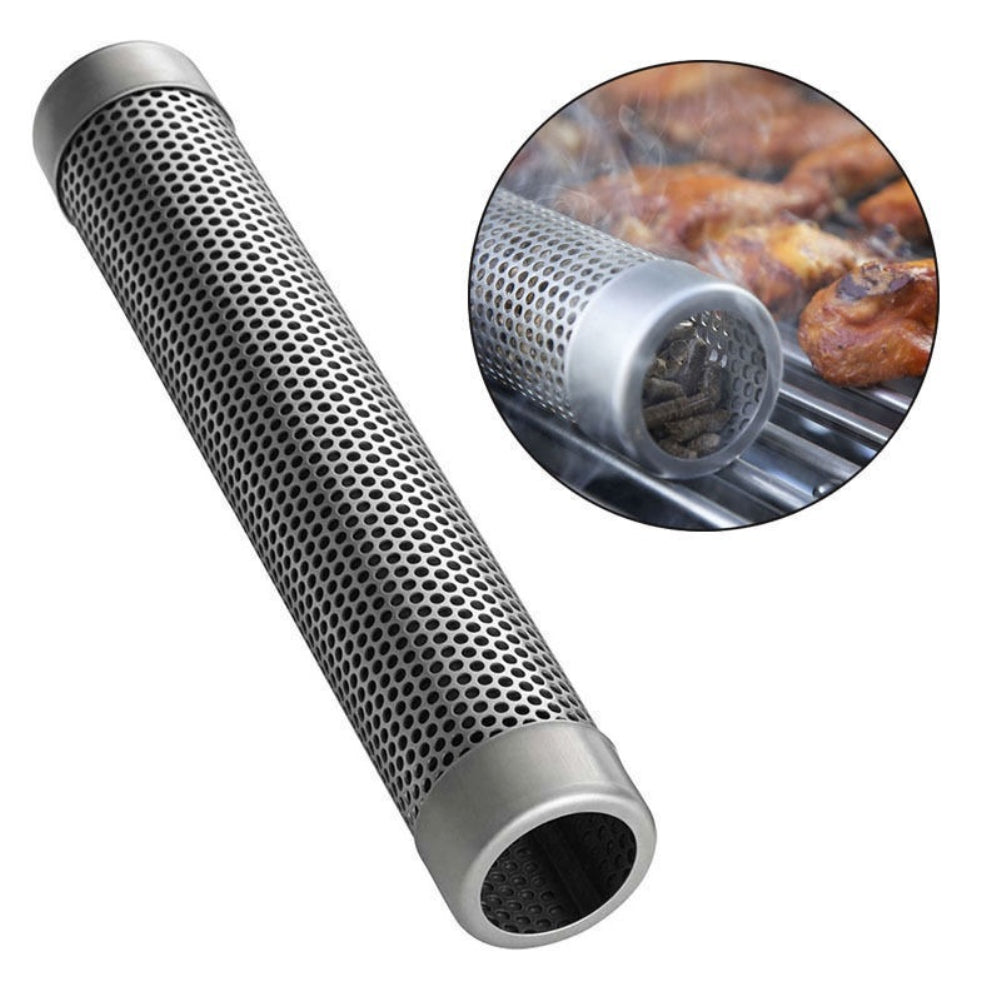 BBQ Stainless Steel Perforated Mesh Smoke Gadget Barbecue Round/Square Tube Tool