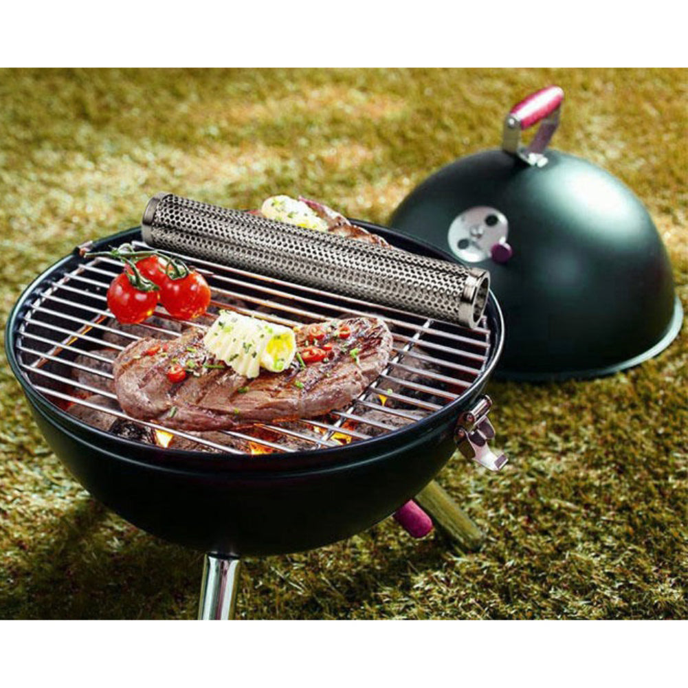 BBQ Stainless Steel Perforated Mesh Smoke Gadget Barbecue Round/Square Tube Tool