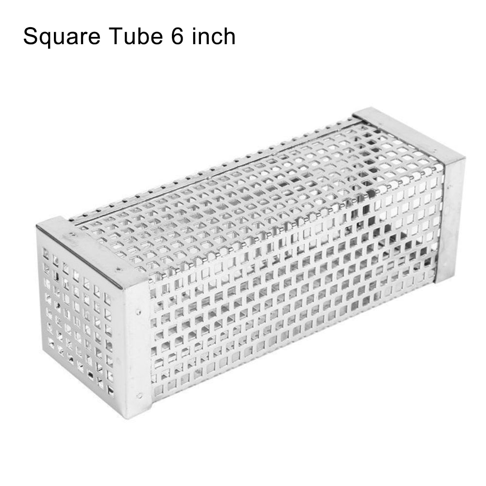 BBQ Stainless Steel Perforated Mesh Smoke Gadget Barbecue Round/Square Tube Tool