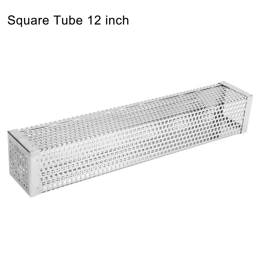 BBQ Stainless Steel Perforated Mesh Smoke Gadget Barbecue Round/Square Tube Tool