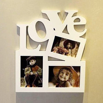 Wooden DIY Photo Frame Hollow Love Letter Family Photo Picture Holder Storage