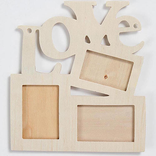 Wooden DIY Photo Frame Hollow Love Letter Family Photo Picture Holder Storage