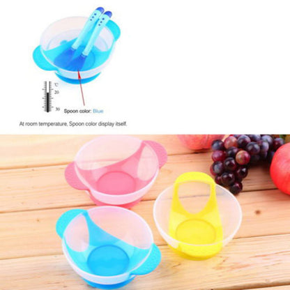 Baby Child Kids Suction Cup Training Feeding Bowl + Spoon + Fork Tableware Set