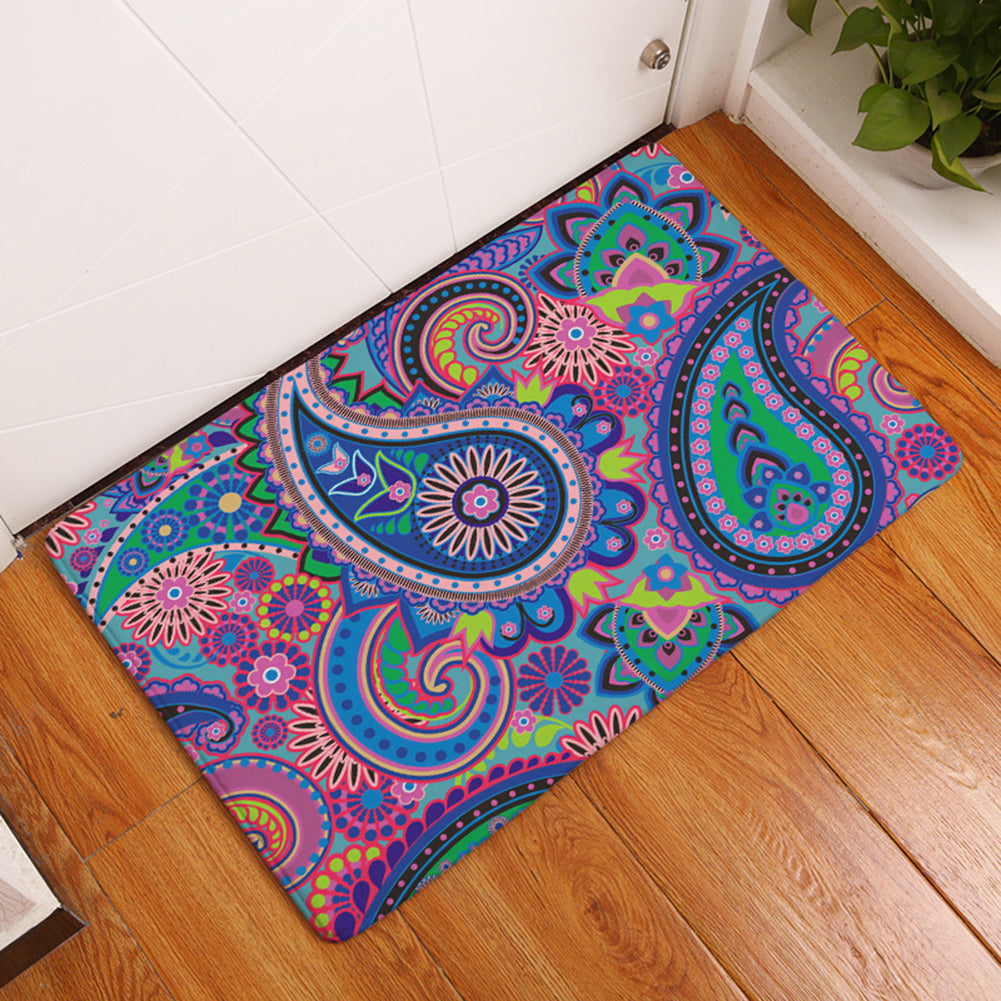 40 x 60cm Durable Flowers Paisley Print Entryway Doormat Decorative Non-Slip Mat