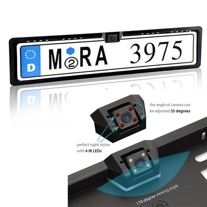 4 LEDs Waterproof Car License Plate Frame Auto Reverse Rear View Backup Camera