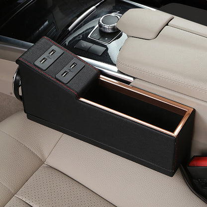 Caja organizadora de almacenamiento de bolsillo para asiento de coche, 4USB, portavasos, cargador, herramienta de regalo