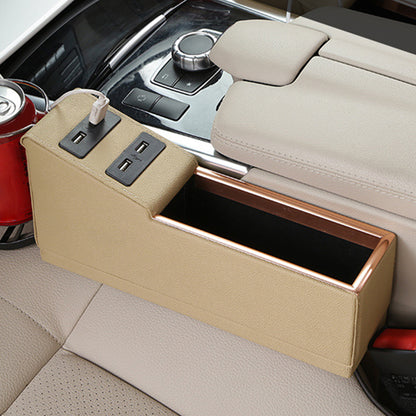 4USB Car Seat Catcher Pocket Storage Organizer Box Cup Holder Charger Tool Gift