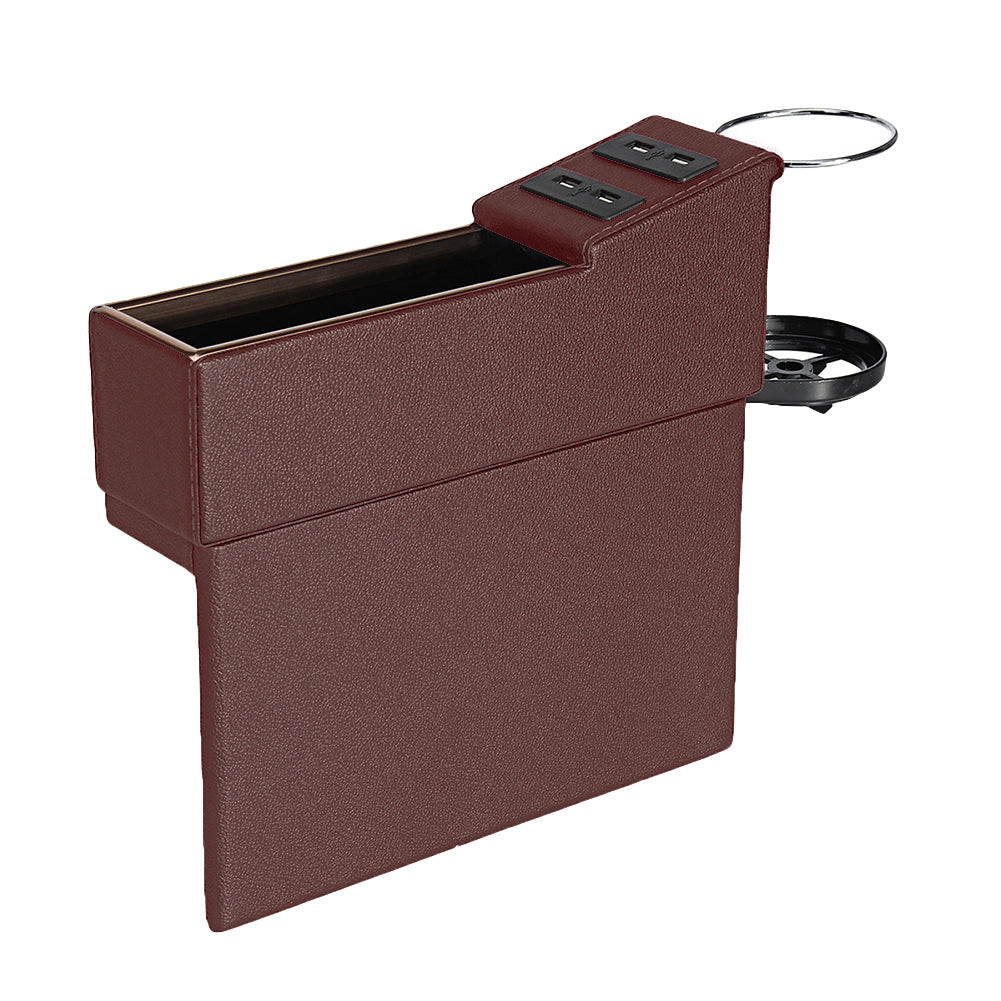 Caja organizadora de almacenamiento de bolsillo para asiento de coche, 4USB, portavasos, cargador, herramienta de regalo