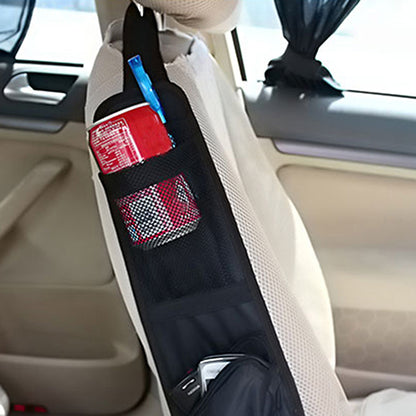 Bolsa colgante lateral para asiento de coche, organizador de bolsillo de malla de almacenamiento